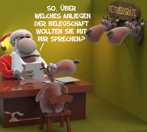 Cartoon: Betriebsrat (medium) by Rüsselhase tagged weihnachtemann,rentier,betriebsrat,fun,weihnachten,xmas