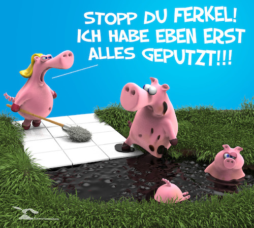 Cartoon: Familienleben (medium) by Rüsselhase tagged familie,schweine,alltag
