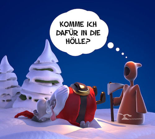 Cartoon: Hölle? (medium) by Rüsselhase tagged weihnachten,tod,santaclaus,fun,funny