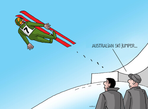 Cartoon: australskok-en (medium) by Lubomir Kotrha tagged italy,winter,olympics,italy,winter,olympics