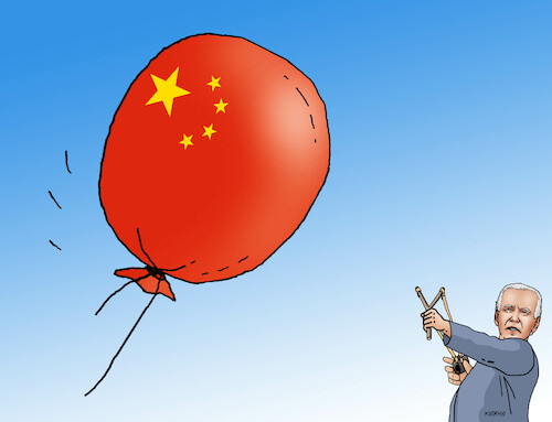 Cartoon: bidbalon (medium) by Lubomir Kotrha tagged usa,china,balloons,usa,china,balloons