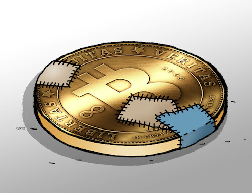 Cartoon: bitzaplat (medium) by Lubomir Kotrha tagged bitcoin,bitcoin