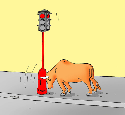 Cartoon: bucduc24 (medium) by Lubomir Kotrha tagged semaphore,bull,semaphore,bull