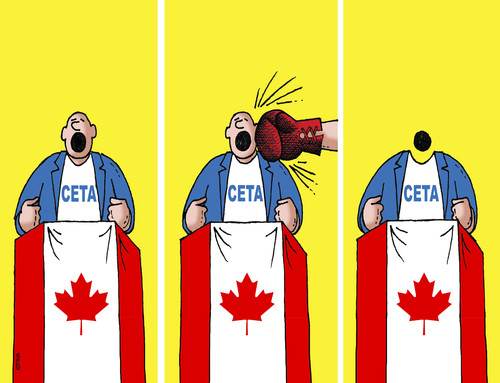 Cartoon: cetakao (medium) by Lubomir Kotrha tagged ceta,canada,eu,valonien,belgien,europa