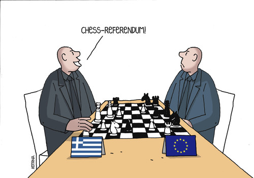 Cartoon: chessrefer (medium) by Lubomir Kotrha tagged greece,eu,referendum,syriza,tsipras,ecb,euro