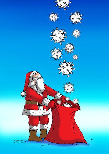 Cartoon: covidvrece (medium) by Lubomir Kotrha tagged christmas,santa,claus,winter,covid,christmas,santa,claus,winter,covid
