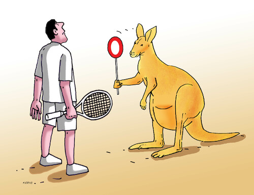 Cartoon: doklok (medium) by Lubomir Kotrha tagged tennis,vaccine,novak,djokovic,australia,tennis,vaccine,novak,djokovic,australia