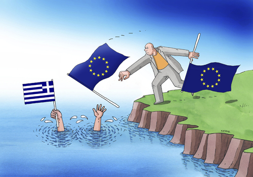 Cartoon: eugreesos (medium) by Lubomir Kotrha tagged flag