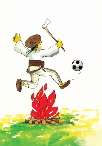 Cartoon: futzboj (medium) by Lubomir Kotrha tagged sport,soccer,fire,jumper,sport,soccer,fire,jumper