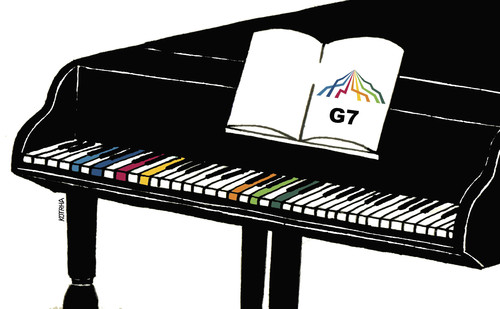 Cartoon: g7 (medium) by Lubomir Kotrha tagged eu,summit,g7,germany,usa,canada,italy,france,japan,great,britain,world