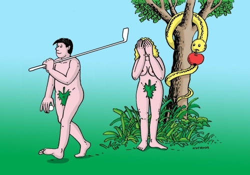 Cartoon: golfadam (medium) by Lubomir Kotrha tagged humor
