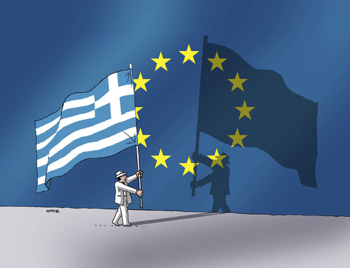 Cartoon: greshadeu (medium) by Lubomir Kotrha tagged greece,eu,referendum,syriza,tsipras,ecb,euro