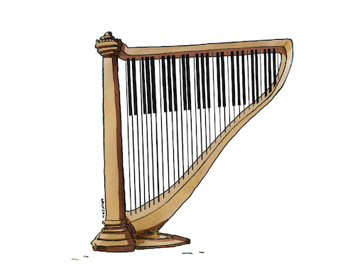 Cartoon: harfklav (medium) by Lubomir Kotrha tagged music,musical,instruments,harp,music,musical,instruments,harp