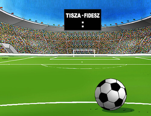 Cartoon: hunfutvolb (medium) by Lubomir Kotrha tagged hungary,elections,orban,magyar,fidesz,tisza,hungary,elections,orban,magyar,fidesz,tisza