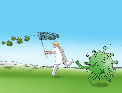 Cartoon: korotrump3 (medium) by Lubomir Kotrha tagged coronavirus,covid,19,pandemics