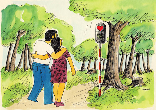 Cartoon: laskostop (medium) by Lubomir Kotrha tagged may,love,woman,man,may,love,woman,man