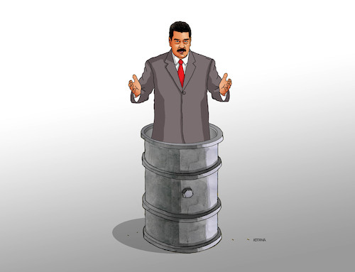 Cartoon: maduroil (medium) by Lubomir Kotrha tagged venezuela,maduro,duo,presidents