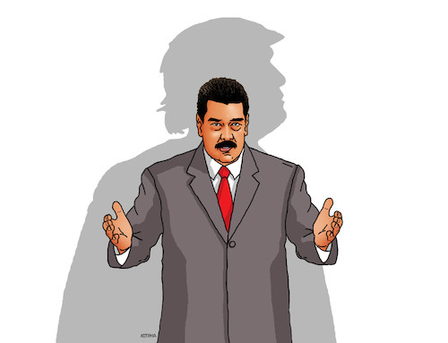 Cartoon: maduroshadow (medium) by Lubomir Kotrha tagged venezuela,maduro,duo,presidents
