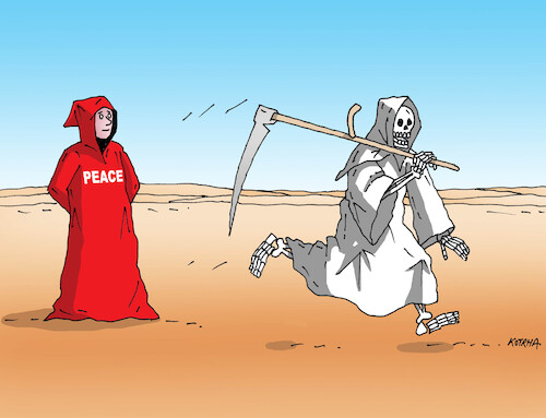 Cartoon: mier26-en (medium) by Lubomir Kotrha tagged war,peace,war,peace