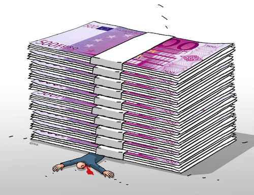 Cartoon: moneyzaval (medium) by Lubomir Kotrha tagged summit,jackson,hole,money,bankers,dollar,euro,libra,yen