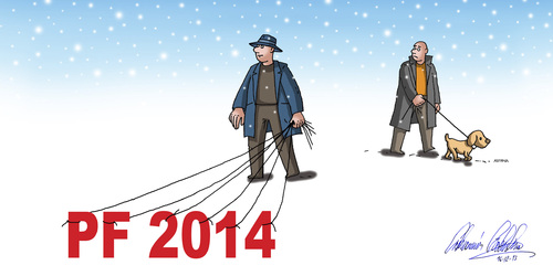 Cartoon: pf 2014 (medium) by Lubomir Kotrha tagged happy,new,year,pf,2014