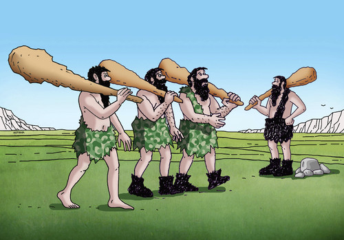 Cartoon: pramaskace (medium) by Lubomir Kotrha tagged prehistoric,man,war,peace,billy,clubs