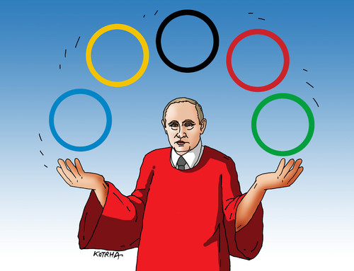 Cartoon: putiniolymp (medium) by Lubomir Kotrha tagged olympic,games,brazil,rio,de,janeiro,the,world,sport,doping