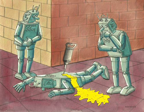 Cartoon: robotovrazda-hn (medium) by Lubomir Kotrha tagged terminators,robot,terminators,robot