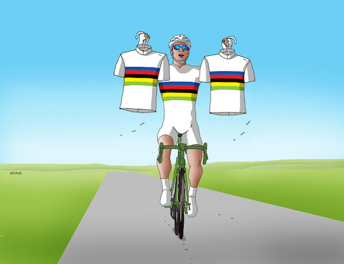 Cartoon: sagantri (medium) by Lubomir Kotrha tagged peter,sagan,cyclist,slovakia