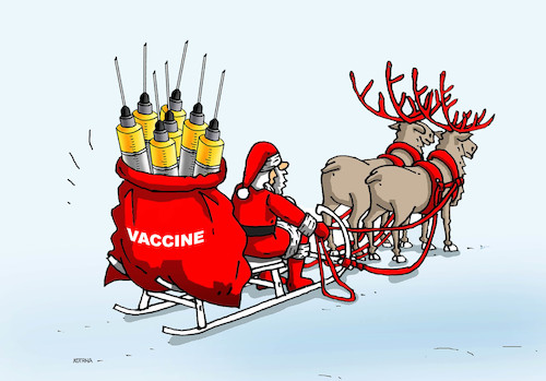 Cartoon: santavakcin (medium) by Lubomir Kotrha tagged christmas,santa,claus,winter,covid,christmas,santa,claus,winter,covid