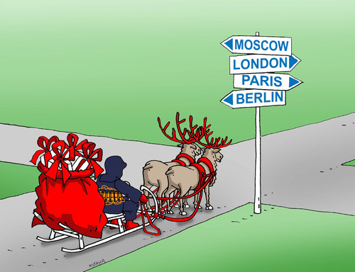 Cartoon: santeror (medium) by Lubomir Kotrha tagged santa,claus,europa,germany,berlin,teror,christmas