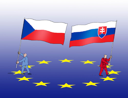 Cartoon: smery26 (medium) by Lubomir Kotrha tagged czech,slovakia,flags,czech,slovakia,flags