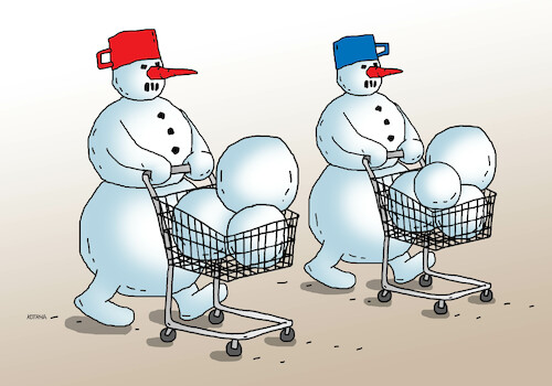 Cartoon: snehnakup (medium) by Lubomir Kotrha tagged winter,frost,the,snow,snowmen,winter,frost,the,snow,snowmen