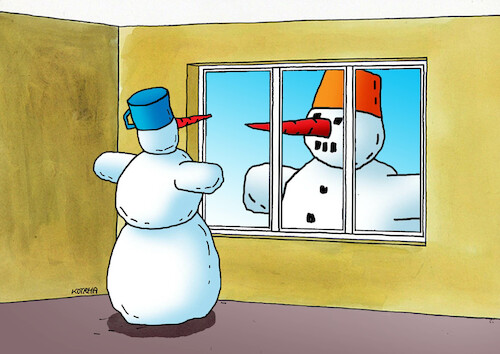Cartoon: snehokno (medium) by Lubomir Kotrha tagged winter,frost,the,snow,snowmen,winter,frost,the,snow,snowmen