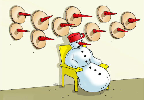 Cartoon: snehotrofej (medium) by Lubomir Kotrha tagged winter,frost,the,snow,snowmen,winter,frost,the,snow,snowmen