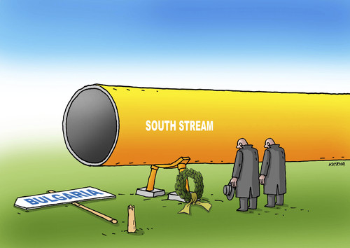 Cartoon: south (medium) by Lubomir Kotrha tagged south,stream,gas,russia,world,europe,bulgaria,turkey,eu