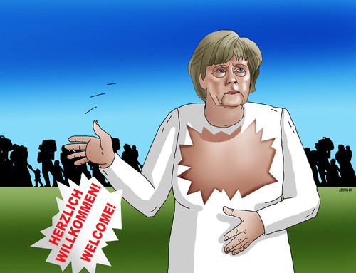 Cartoon: stacilo (medium) by Lubomir Kotrha tagged refugees,europe,afrika,germany,merkel,world