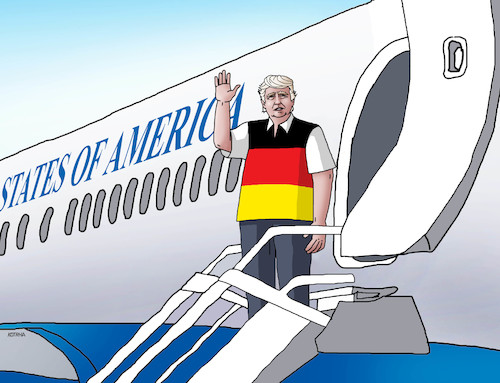 Cartoon: trumpger (medium) by Lubomir Kotrha tagged summit,g20,germany,hamburg,merkel,trump,world,dollar,euro,libra,peace,war
