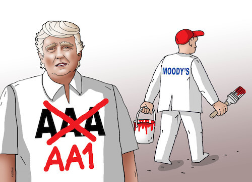 Cartoon: trumpmood (medium) by Lubomir Kotrha tagged trump,usa,dollar,moodys,rating,trump,usa,dollar,moodys,rating