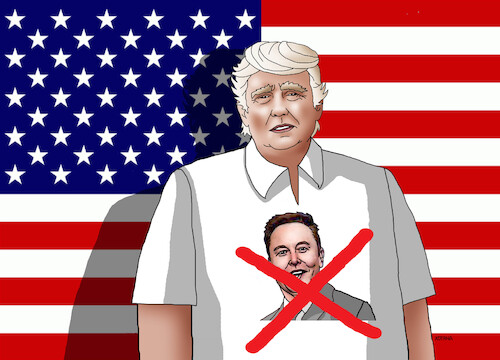 Cartoon: trumpskrt25 (medium) by Lubomir Kotrha tagged musk,party,trump,usa,musk,party,trump,usa