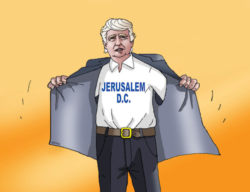 Cartoon: trumptricko (medium) by Lubomir Kotrha tagged donald,trump,usa,jerusalem,dc,israel