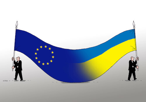 Cartoon: ukeuflags (medium) by Lubomir Kotrha tagged ukraine,russia,usa,putin,biden,eu,nato,war,peace,ukraine,russia,usa,putin,biden,eu,nato,war,peace