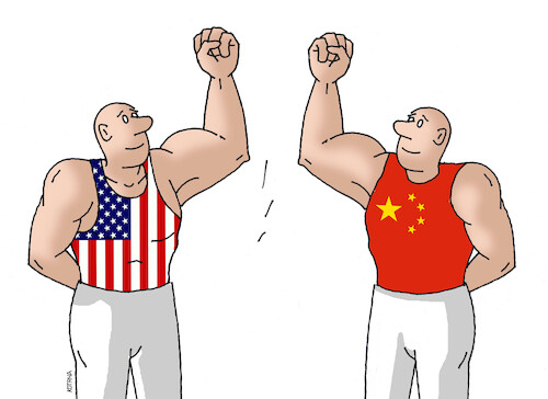 Cartoon: usachinasval (medium) by Lubomir Kotrha tagged china,usa,dollar,economy,money,china,usa,dollar,economy,money