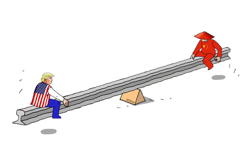 Cartoon: usahojd (medium) by Lubomir Kotrha tagged donald,trump,usa,duty,europe,china,the,world,dollar,euro