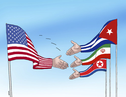 Cartoon: usapodanie (medium) by Lubomir Kotrha tagged usa,obama,world,iran,kuba,korea