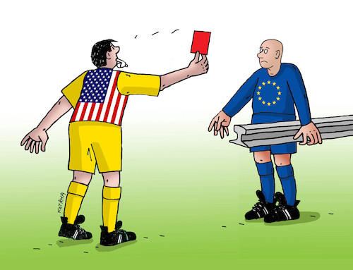 Cartoon: usaredeu (medium) by Lubomir Kotrha tagged usa,europe,world,trade,war,clo,zoll,douanne