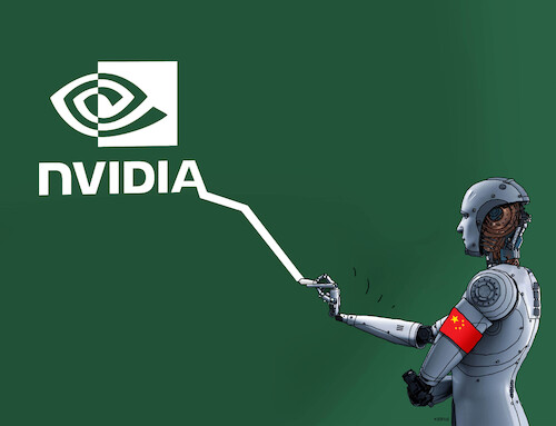 Cartoon: china IT AI nvidia (medium) by Lubomir Kotrha tagged china,it,ai,nvidia,china,it,ai,nvidia