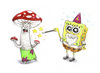 Cartoon: Sponge magician and trippy trick (small) by Trippy Toons tagged spongebob,sponge,bob,squarepants,patrick,star,schwammkopf,magic,magician,zaubern,zauberer,mushroom,pilz,hallucinogen,halluzinogen,trip,trippy,reise,pupille