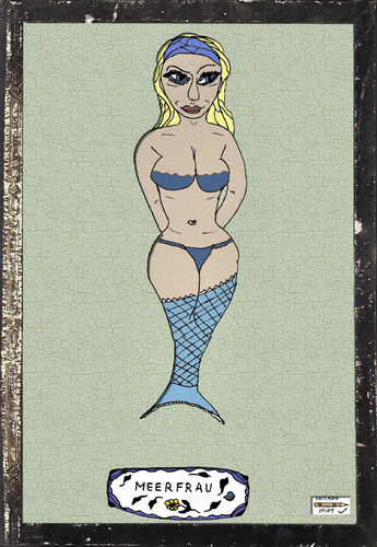 Cartoon: Meerfrau (medium) by zeichenstift tagged nixe,mermaid,woman,sea,see,meer,maritim,wasser,fabelwesen,schwimmen,baden,bath,swim,swimming,fishwoman,fairy,fairytale,märchen,meerjungfrau