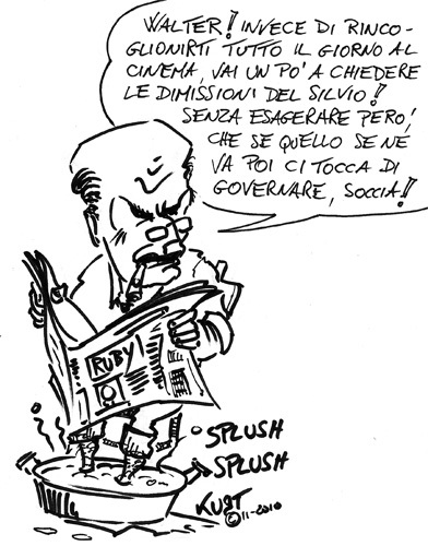 Cartoon: Il centro sinistra medita (medium) by kurtsatiriko tagged bersani